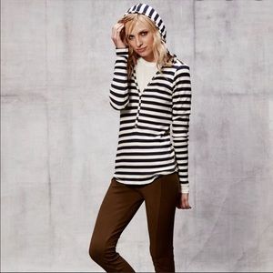 Michael Stars V Neck Hooded Long Sleeve Thermal